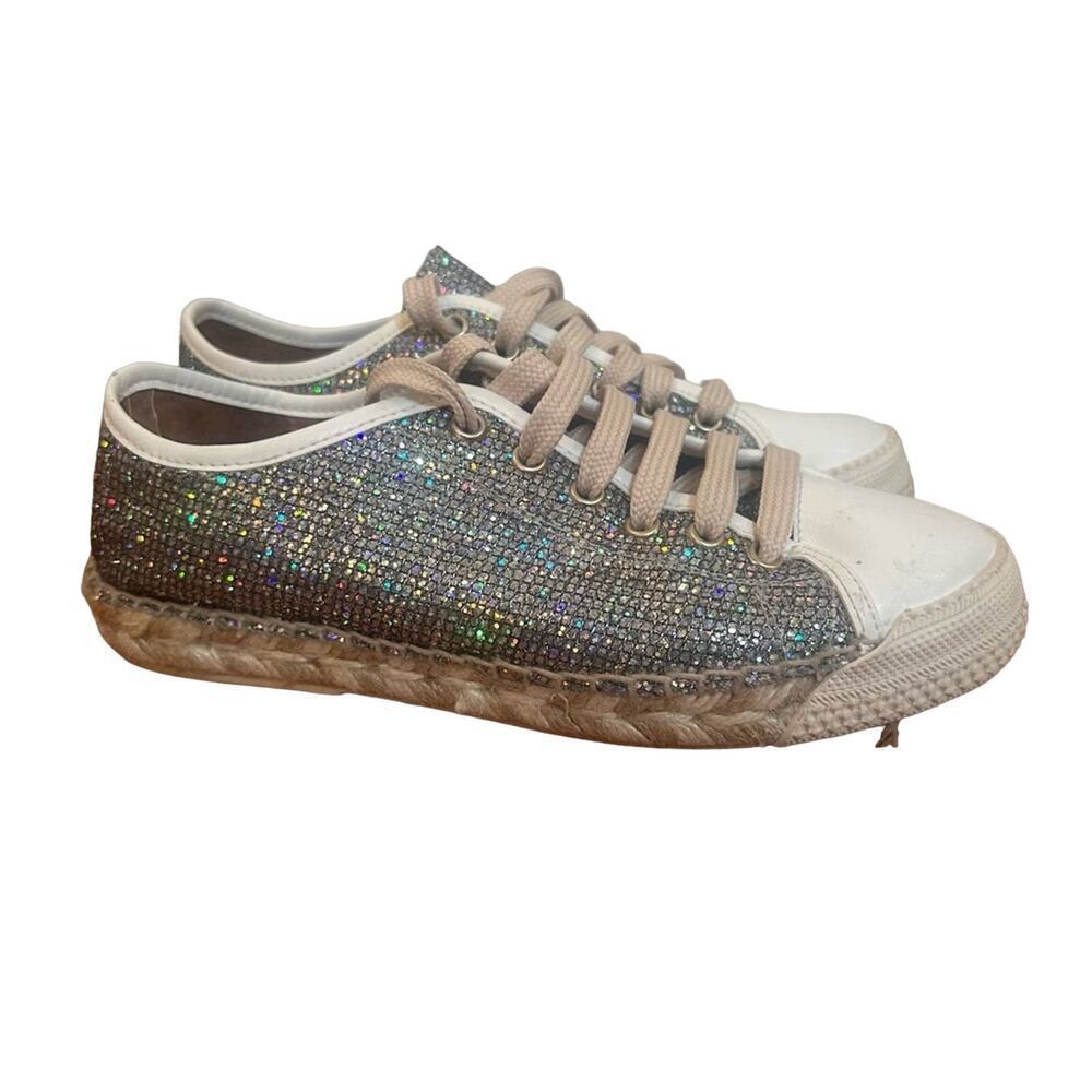 Maypol Espadrilles Sneaker sz 37 Silver Sparkly Espadrille Flats